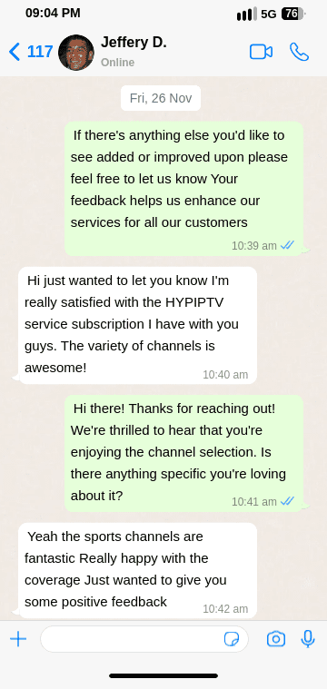 HypiPTv IPTV SMARTERS PRO Customers Feedback whatsap chat 04